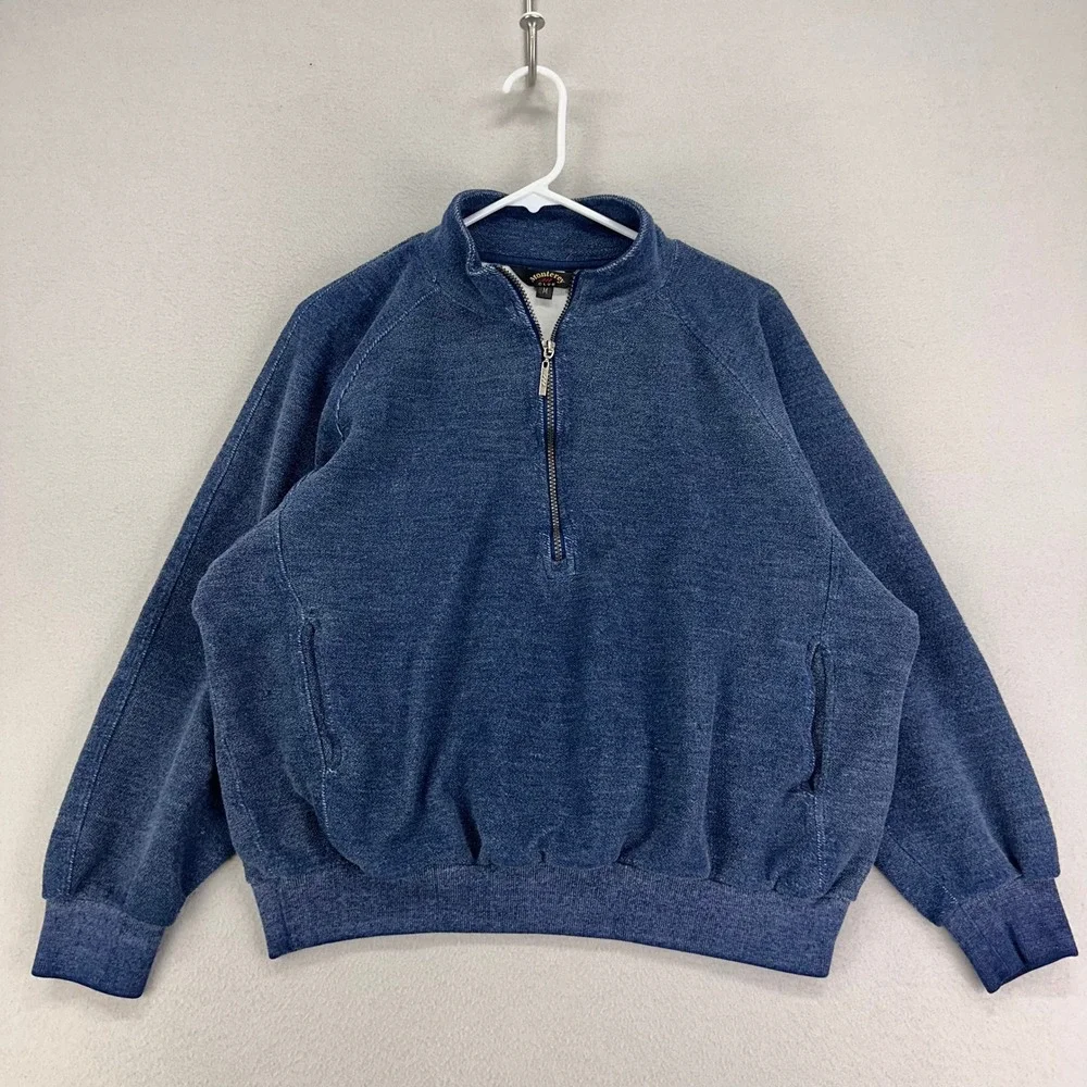 Monterey Club Sweatshirt‎ size Medium Blue Oversized Boxy 1/4 Zip Unisex Thick
